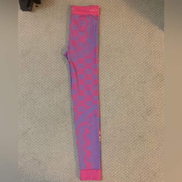 Gucci GG Jacquard Tubular Leggings Pink/Blue Size S - Picture 7 of 11